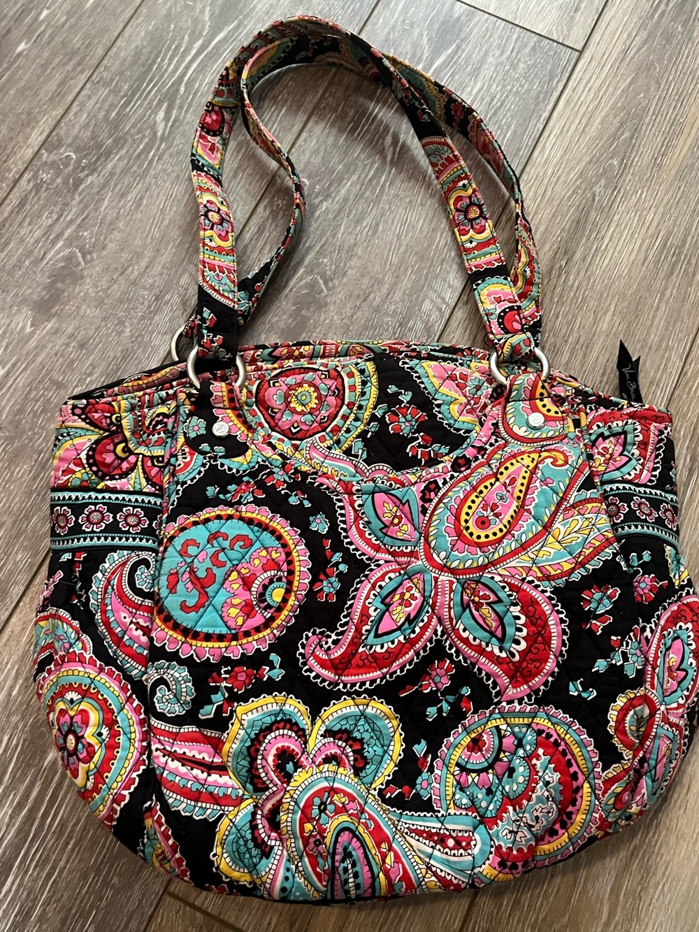 Like new Vera Bradley Black Multi Quilted Paisley Shoulder Bag